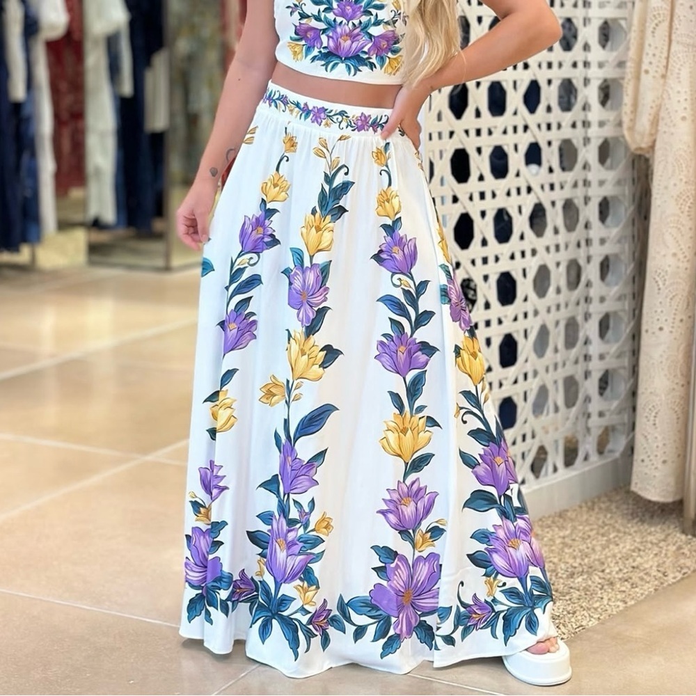 FARM Rio Floral Sicilia Long Skirt Size S